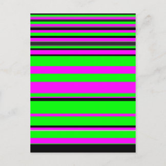 Carte Postale Motif à rayures colorées rose vert noir