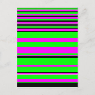 Carte Postale Motif à rayures couleur noir rose chaud