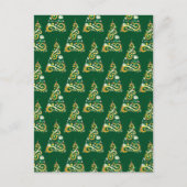 Carte Postale motif Abstrait de Noël vert et or (Devant)
