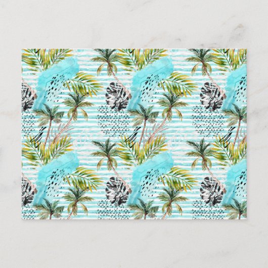 Carte Postale Motif Abstrait de palmier aquarelle (Devant)