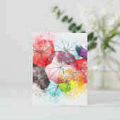 Carte Postale Motif Abstrait parapluie aquarelle (Debout devant)