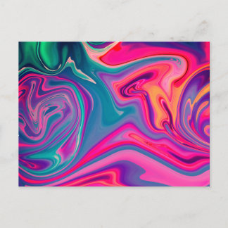 Carte Postale Motif Abstrait tendance bleu rose vif