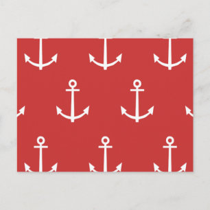 Carte Postale Motif Ancres rouge et blanc 1