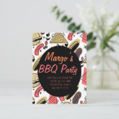 Carte Postale Motif Anniversaire BBQ Burger Hotdog Doodle (Debout devant)