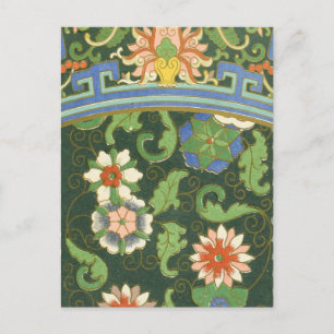 Carte Postale Motif antique cloisonné chinois : Vert Jade
