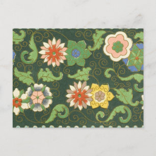 Carte Postale Motif antique cloisonné chinois : Vert Jade