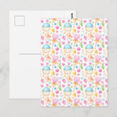 Carte Postale Motif aquarelle ravissant de coeurs et d'amour (Devant / Derrière)