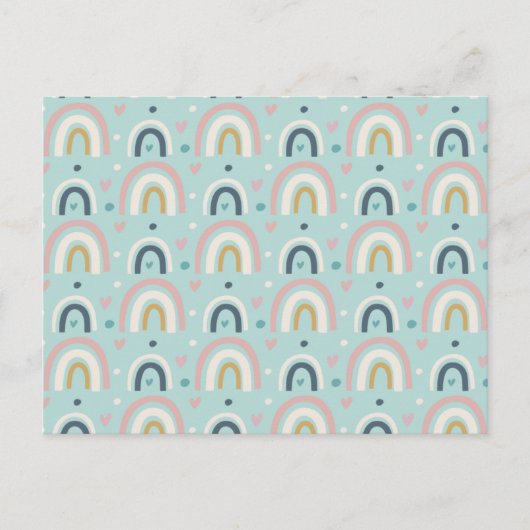 Carte Postale Motif arc-en-ciel blanc mignon (Devant)