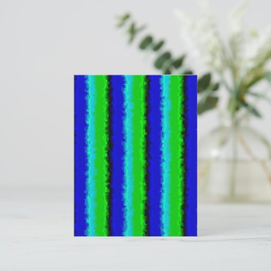 Carte Postale Motif arc-en-ciel bleu vert abstrait 3D (Debout devant)