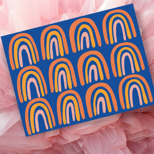 Carte Postale Motif arc-en-ciel rose orange bleu doux