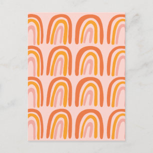 Carte Postale Motif arc-en-ciel rose orange jaune doux