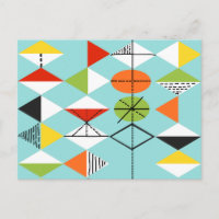 Carte postale Motif Arlequin Retro