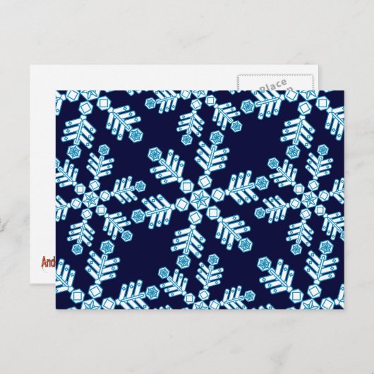 Carte Postale Motif Art déco Snowflake (Devant / Derrière)