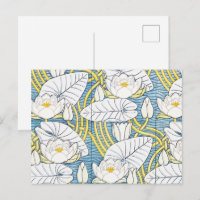 Motif Art Nouveau de nénuphar vert sauge
