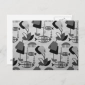 Carte postale Motif atomique noir et blanc (Devant / Derrière)