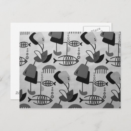 Carte postale Motif atomique noir et blanc (Devant / Derrière)