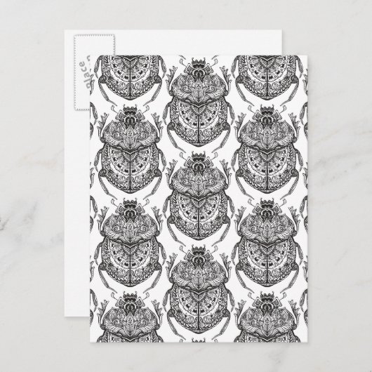 Carte Postale Motif Avec Doodle À Main (Devant / Derrière)