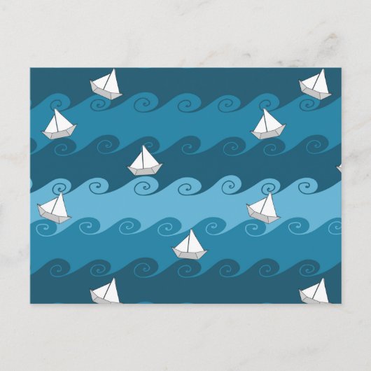 Carte Postale Motif Bateaux en papier (Devant)