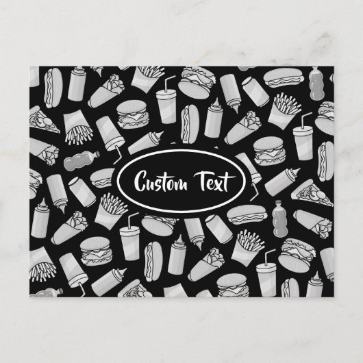 Carte Postale Motif blanc pour icônes de restauration rapide (Devant)