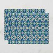 Carte Postale motif bleu et vert avec un arrière - plan blanc (Devant / Derrière)