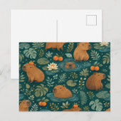 Carte Postale Motif botanique de capybara mignon (Devant / Derrière)