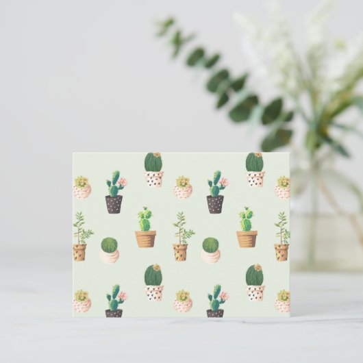 Carte postale Motif Cactus Vert clair (Debout devant)