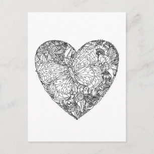 Carte Postale Motif cardiaque papillon