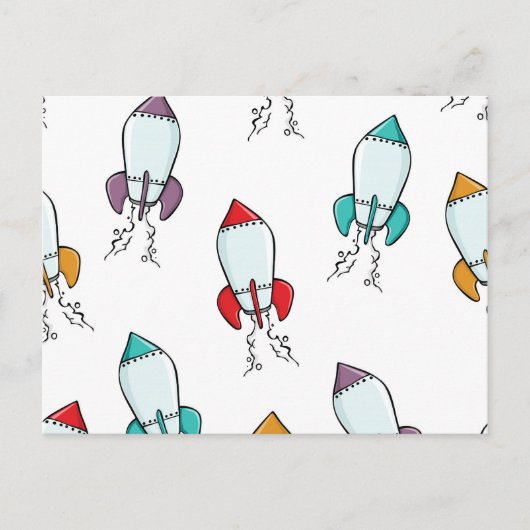 Carte Postale Motif Cartoon Rocket Ship (Devant)