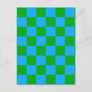 Carte Postale Motif chèque À damiers bleu vert