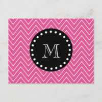 Motif Chevron rose chaud | Monogramme noir