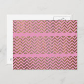 Carte Postale Motif Chevron Zigzag en Bois rose Fille (Devant / Derrière)
