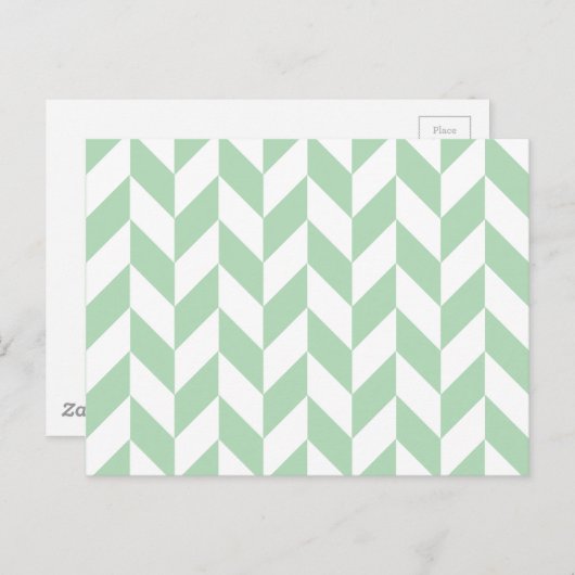 Carte Postale Motif Chevrons Vert Menthe (Devant / Derrière)