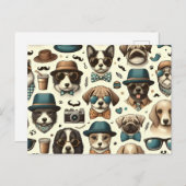 Carte Postale Motif chien et chat sans couture (Devant / Derrière)