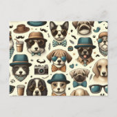 Carte Postale Motif chien et chat sans couture (Devant)