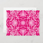 Carte Postale Motif chinois Art nouveau - Fuschia rose (Devant / Derrière)