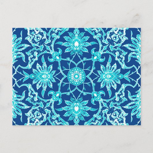Carte Postale Motif chinois Art Nouveau - Turquoise et Bleu (Devant)