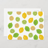 Carte Postale Motif citron et citron vert (Devant / Derrière)
