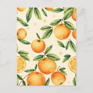 Carte Postale Motif Citron Oranges Aquarelle