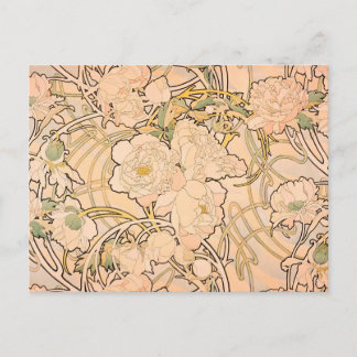 Carte Postale Motif classique Art nouveau de jardin de pivoines 