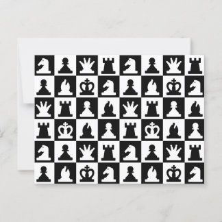 Carte Postale Motif classique de tableau d'échec noir et blanc