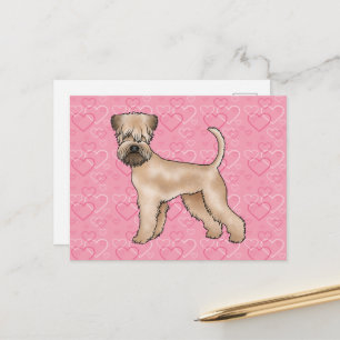 Carte Postale Motif Coeur de chien roux roux à couche molle rose