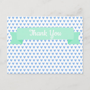 Carte Postale Motif Cœurs Bleus Mignons Remerciements pour Bab