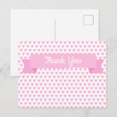 Carte Postale Motif Coeurs roses mignons | MERCI BABY SHOWER (Devant / Derrière)