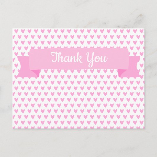 Carte Postale Motif Coeurs roses mignons | MERCI BABY SHOWER (Devant)