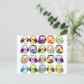 Carte Postale Motif coloré de hibou (Debout devant)