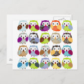 Carte Postale Motif coloré de hibou (Devant / Derrière)