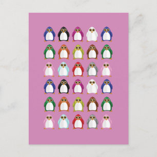 Carte Postale Motif Coloré de Manchot – Animal Arc-en-ciel Amusa