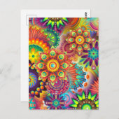 Carte Postale Motif coloré de Mandalas (Devant / Derrière)