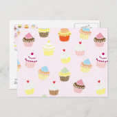 Carte Postale Motif coloré de petits gâteaux (Devant / Derrière)