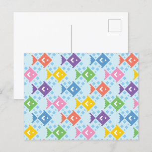 Carte Postale Motif coloré de poissons de l'océan